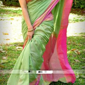 contrast border khadi cotton saree