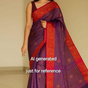 checked semi silk saree