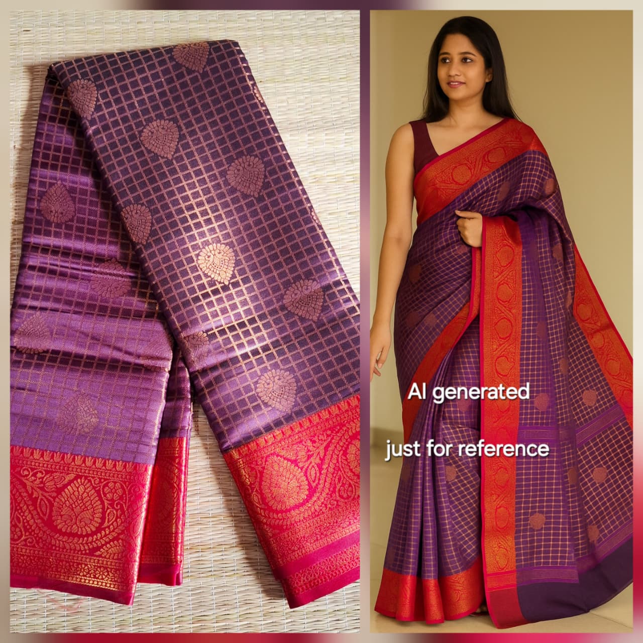 checked semi silk saree checked semi silk saree